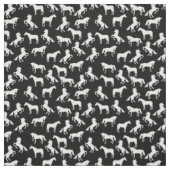 Tissu Silhouettes Unicorne noir et blanc (Échantillon)
