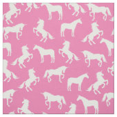 Tissu Silhouettes Unicorne rose et blanc (Échantillon)