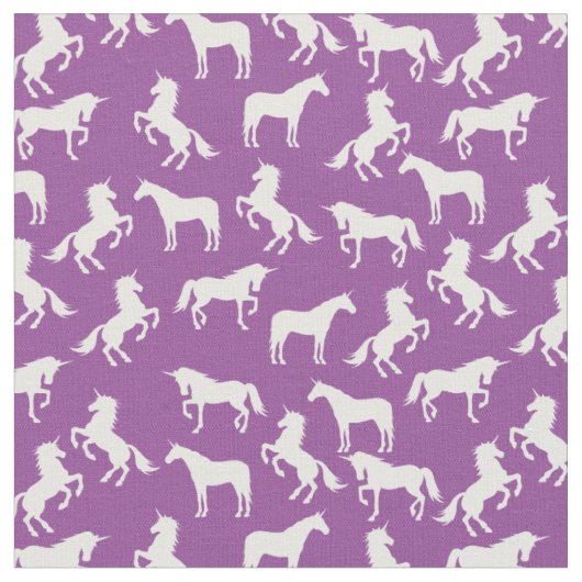 Tissu Silhouettes Unicorne violet (Fermer)