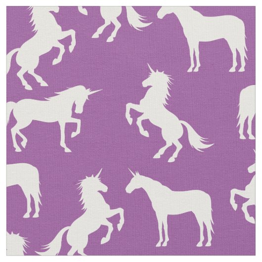 Tissu Silhouettes Unicorne violet (Fermer)