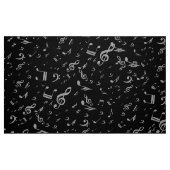 Tissu Silver Grey Notes musicales sur Black (Fat Quarter)