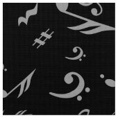 Tissu Silver Grey Notes musicales sur Black (Fermer)