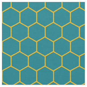 Tissu Simple élégant Motif Honeycomb Abstrait Turquoise