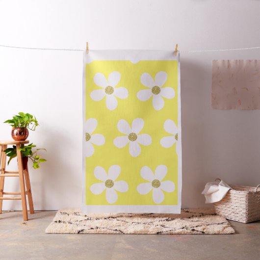 Tissu Simple jaune blanc marguerite or (In Situ)
