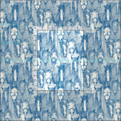 Tissu simplement chevaux bleu de cobalt demi-perle (Carreau)