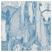 Tissu simplement chevaux bleu de cobalt demi-perle (Fermer)