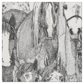 Tissu simplement chevaux noir blanc (Fermer)
