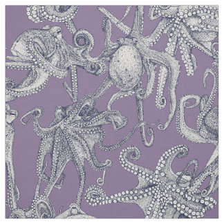 Tissu simplement des pieuvres bleu marine violet