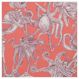 Tissu simplement des poulpes rouge clairet