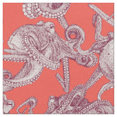 Tissu simplement des poulpes rouge clairet (Fermer)