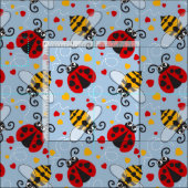 Tissu Simples ladybugs graphiques et abeilles aiment les (Carreau)