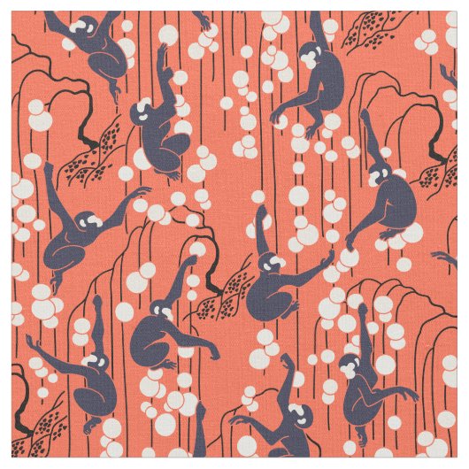 Tissu Singes Art Déco (couleurs originales) (Fermer)