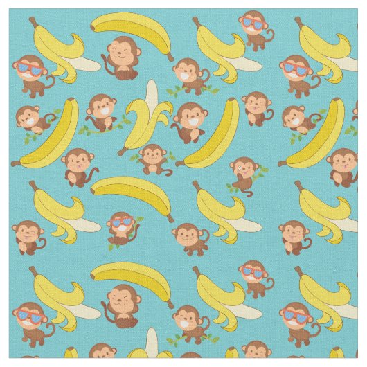 Tissu Singes et bananes (Fermer)