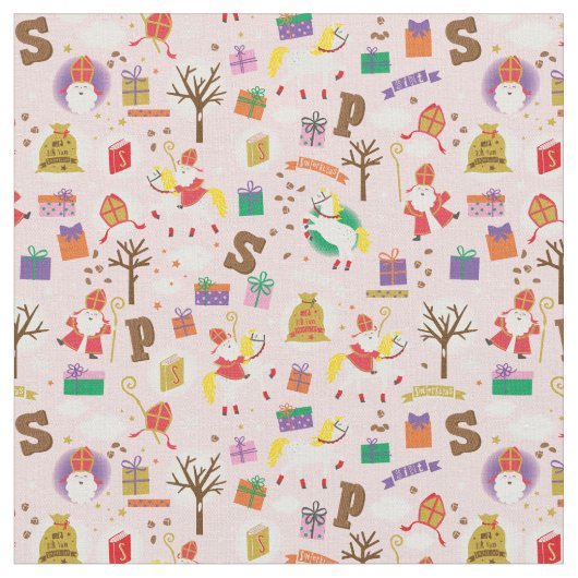 Tissu Sinterklaas avec Cheval blanc (Fermer)