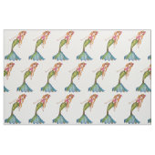 Tissu Sirène d'aquarelle avec cheveux longs (Fat Quarter)