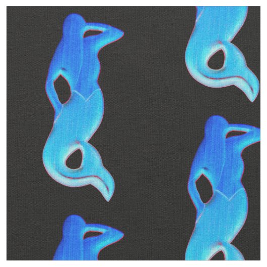 Tissu sirènes bleues sur noir (Fermer)