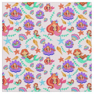 Tissu Sirènes et coquilles