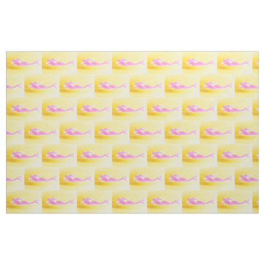 Tissu sirènes roses sur jaune (Fat Quarter)