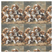 Tissu Six Chiots Espagnols Cavalier, (Échantillon)