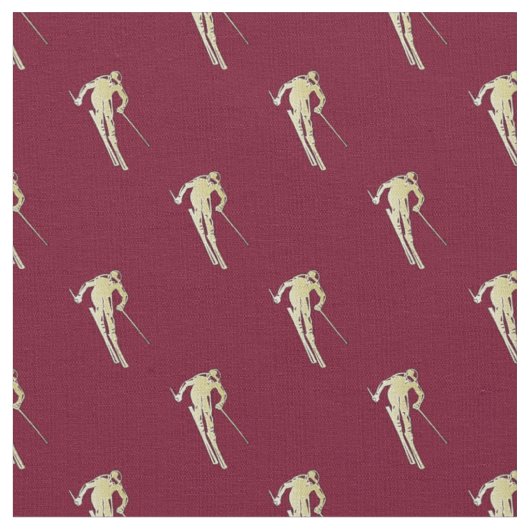 Tissu Skier Gold sur rouge (Fermer)