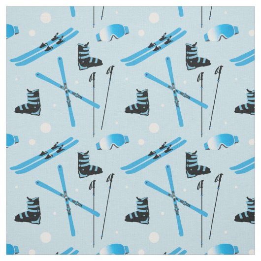 Tissu Skiing Equipment Skis Boots and Poles Pattern (Échantillon)