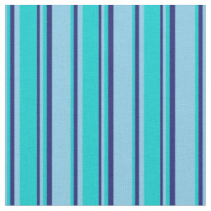 Tissu Sky Blue, Dark Turquoise et Midnight Blue Lines