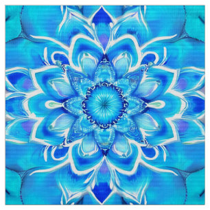 Tissu Sky Blue et Cobalt Batik Mandala Motif