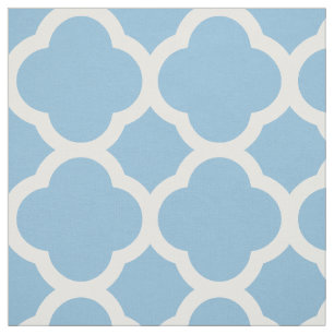 Tissu Sky Blue Modern Quatrefoil Grande échelle