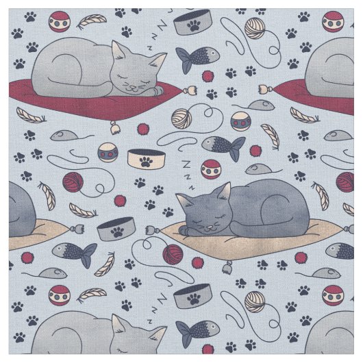 Tissu Sleepy Cat Dreams Motif, Grey (Fermer)