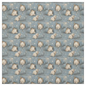 Tissu Sleepy Cats Under Starry Sky Cozy Blue Pattern (Échantillon)