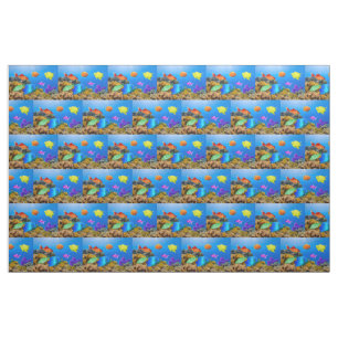 Tissu SlipperyJoe's Fish Pride tropicale vert bleu pourp