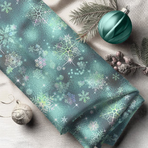 Tissu Snowflakes le plus beau Motif ID Turquoise846