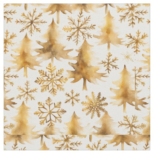 Tissu Snowflakes Or & Holiday Trees (Fermer)
