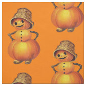 Tissu Snowman orange Jack O' Lantern (Échantillon)