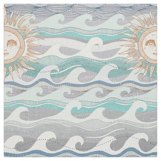 Tissu soleil et vagues (Échantillon)