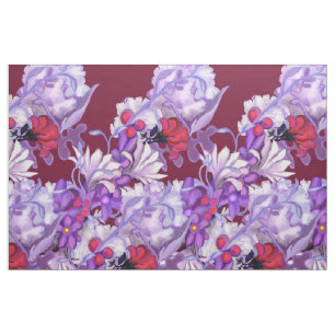 Tissu Soleil pourpre Détails de la fée : fleurs