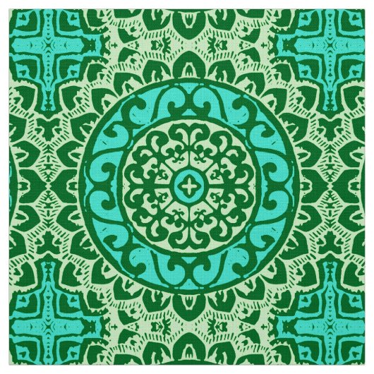 Tissu Soleil Sud-Ouest Mandala Batik, Vert citron (Échantillon)