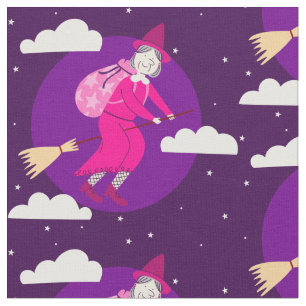 Tissu sorcière violette befana broomrider spookmas
