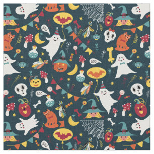 Tissu Sorcières Citrouilles éffrayantes Halloween Fabric