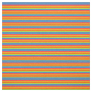 Tissu Souci orange, motif rayé bleu rouge et jaune