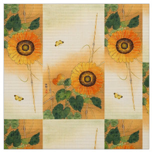 Tissu SOUFFLE, BOUTEILLE, FEUILLE VERT Floral japonais