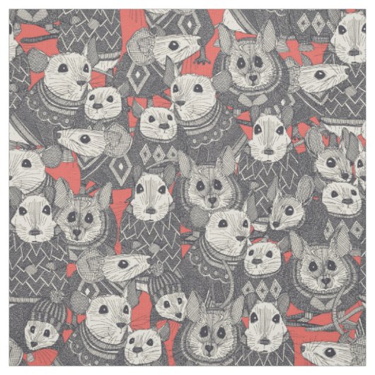 Tissu souris chandail corail rouge (Échantillon)