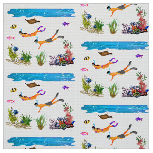 Tissu Sous le paysage marin