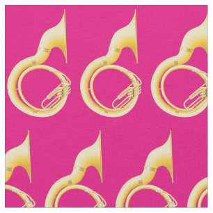 Tissu Sousaphone Tuba Musique Musicien Salle Décor rose