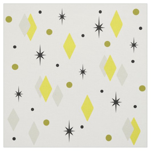 Tissu Space Age Diamonds Yellow Gray White (Échantillon)