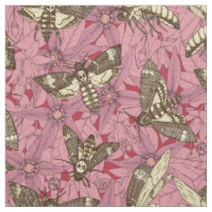 Tissu Sphinx tête de mort rose