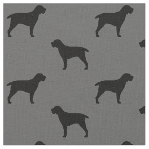 Tissu Spinone Italiano Chien Silhouettes Gris et Noir