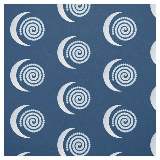 Tissu Spirale de lune d'argent sur bleu foncé (Échantillon)
