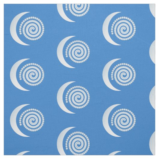 Tissu Spirale de lune d'argent sur bleu profond (Échantillon)