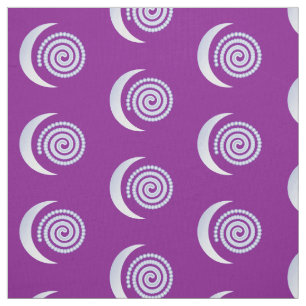Tissu Spirale de lune d'argent sur violet